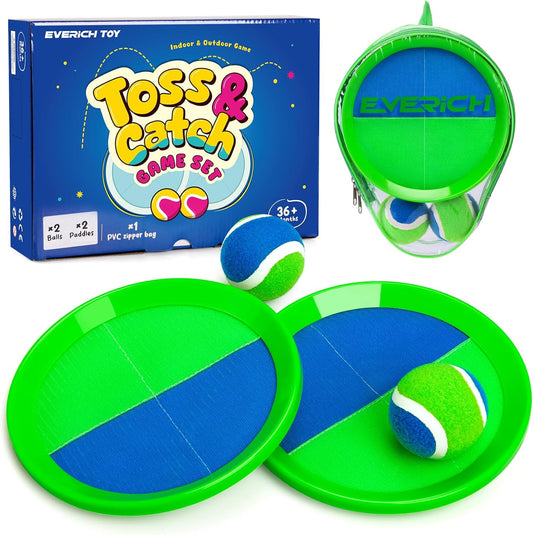 Upgraded Toss and Catch Ball Game Set, Kids Toy Stocking Stuffers for Boys Girls Ages 3-12, Includes 2 Paddles 2 Sticky Balls, Water-Resistant Indoor Outdoor Toy for Beach Pool Yard