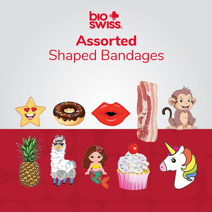 Bandages, Assorted Animal, Fun, and Food Shaped Self Adhesive Bandage Set, Latex Free, Sterile Wound Care, 100 Count